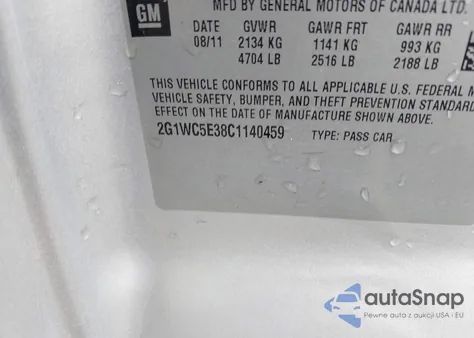 2012 Chevrolet Impala Ltz из США, поврежденный, VIN 2G1WC5E38C1140459